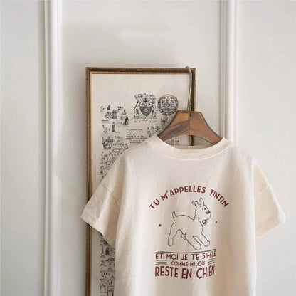 MyKids-USA® Baby Kids Unisex Short Sleeves Cartoon Puppy Pattern T-shirt