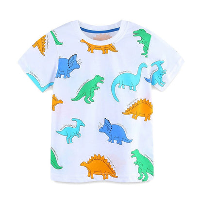 MyKids-USA® Baby Kids Cartoon Animals Pattern T-shirt and Shorts Color Patchwork Clothing Set for Boys