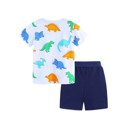 MyKids-USA® Baby Kids Cartoon Animals Pattern T-shirt and Shorts Color Patchwork Clothing Set for Boys
