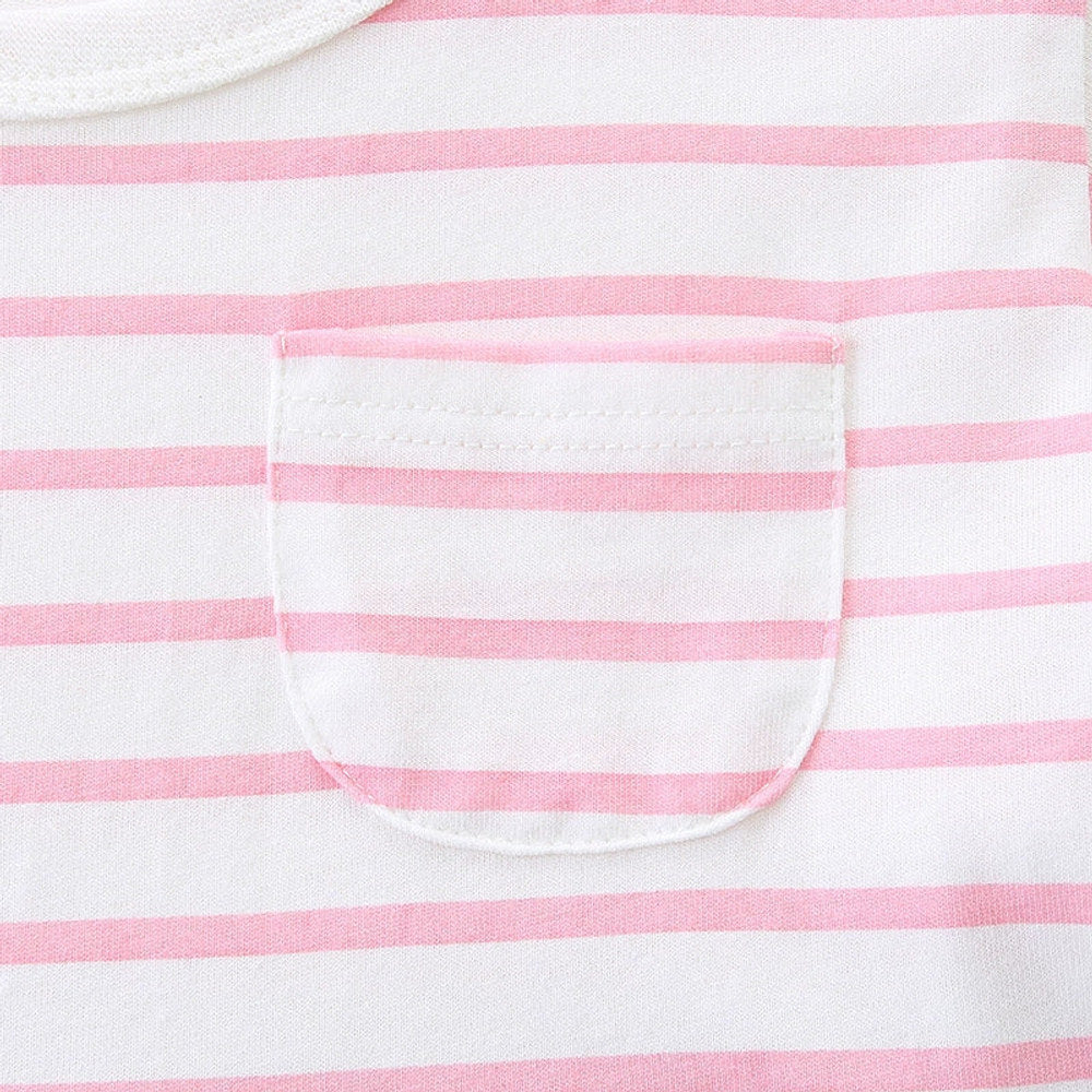 MyKids-USA® Striped and Flowers Pattern Short Sleeves Color Patchwork Dress for Stylish Girls