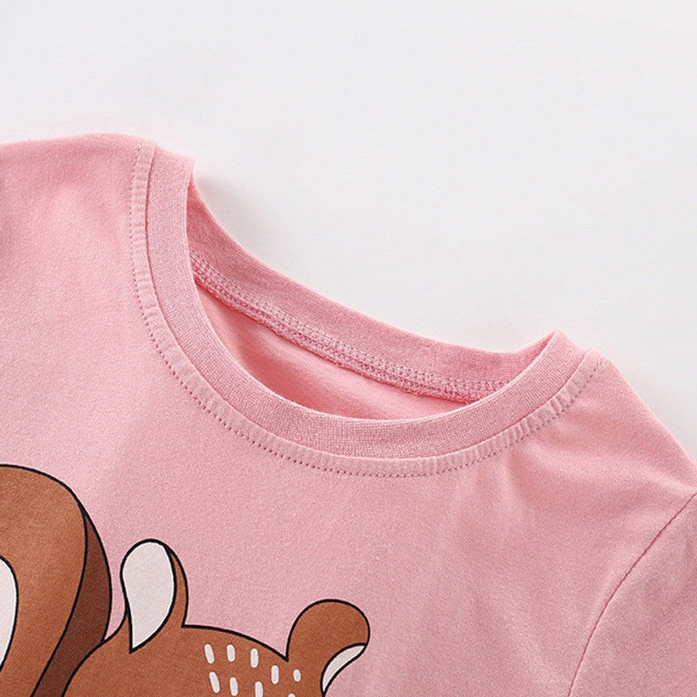 MyKids-USA® Summer Girls’ Animals Cartoon and Letters Pattern T-shirt in European and American Style