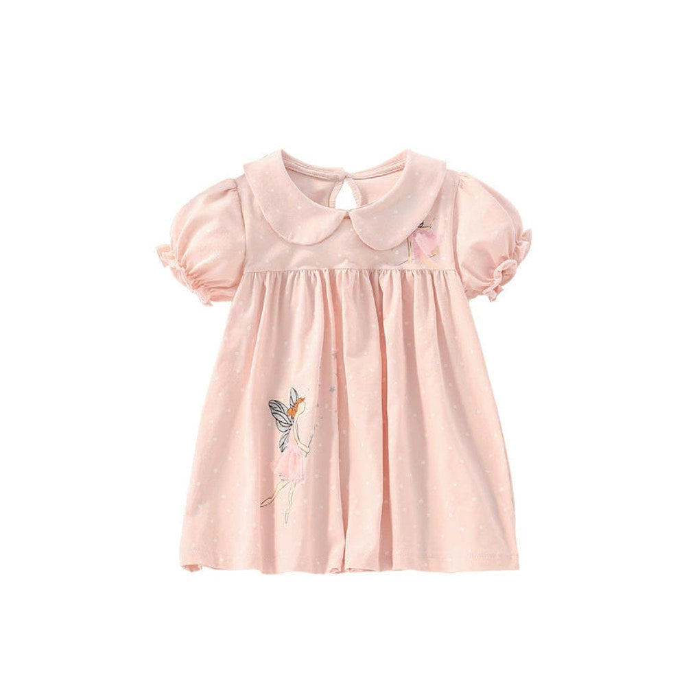 MyKids-USA® Fairy and Stars Pattern Short Sleeves Cute Dress for Stylish Girls