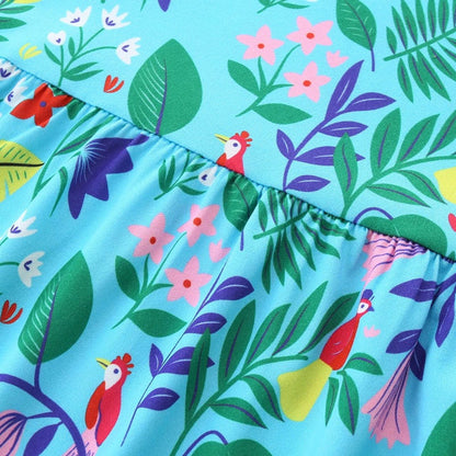 MyKids-USA® Summer Arrival Leaves and Animals Pattern Sleeveless Dress for Stylish Girls