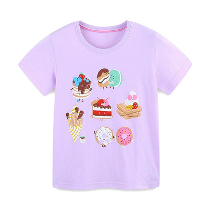MyKids-USA® Girls’ Ice-cream Cartoon Pattern T-shirt in European and American Style