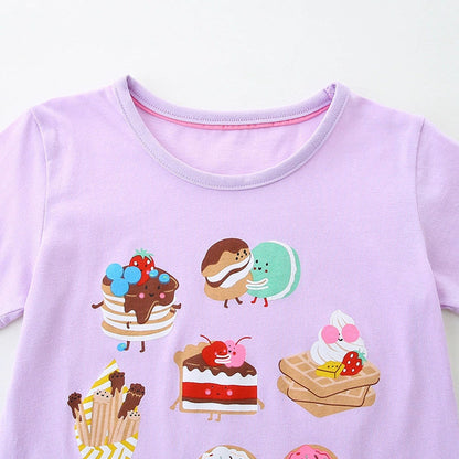 MyKids-USA® Girls’ Ice-cream Cartoon Pattern T-shirt in European and American Style