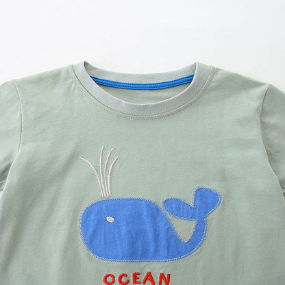 MyKids-USA® Baby Kids Cartoon Animals Pattern T-shirt and Shorts Color Patchwork Clothing Set for Boys