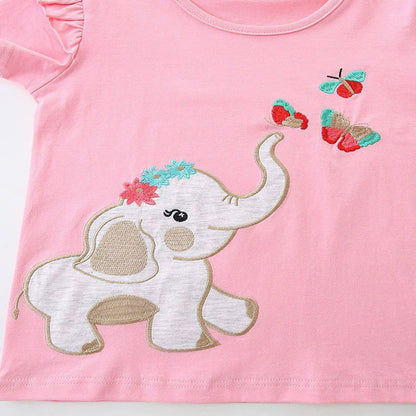 MyKids-USA® Baby Kids Cute Elephant Pattern T-shirt and Shorts Clothing Set for Girls