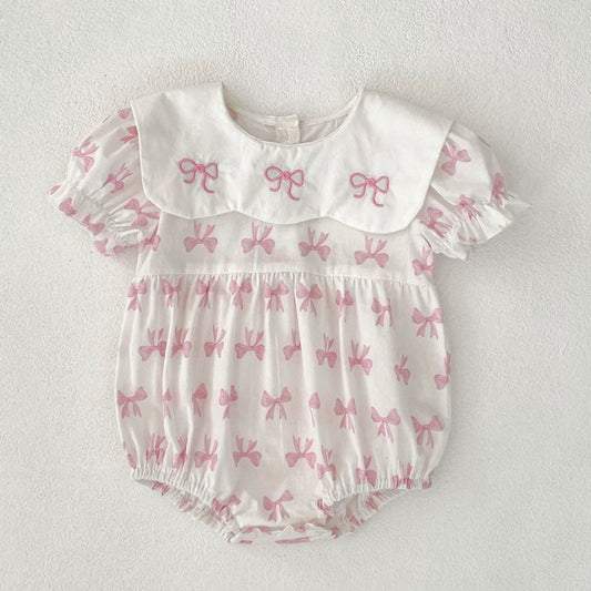 MyKids-USA® Summer Baby Girls French-style Butterfly-bow Pattern Short Sleeves bodysuit and Dress – Princess Sister Matching Set