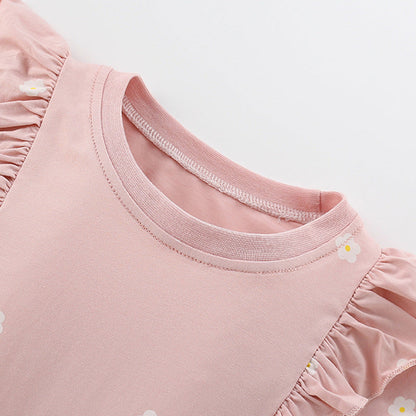 MyKids-USA® Red Strawberry Cartoon Pattern Short Sleeves Cute Dress for Stylish Girls