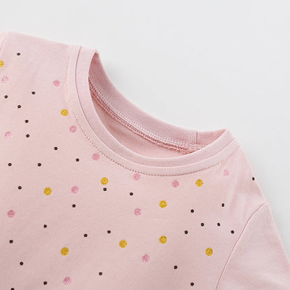 MyKids-USA® Colorful Dots Pattern Short Sleeves Tulle Design Cute Dress for Stylish Girls