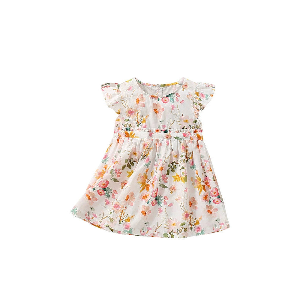MyKids-USA® Floral Pattern Fly Sleevels Dress for Stylish Girls