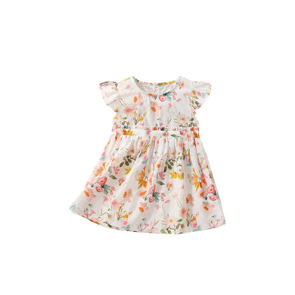 MyKids-USA® Floral Pattern Fly Sleevels Dress for Stylish Girls