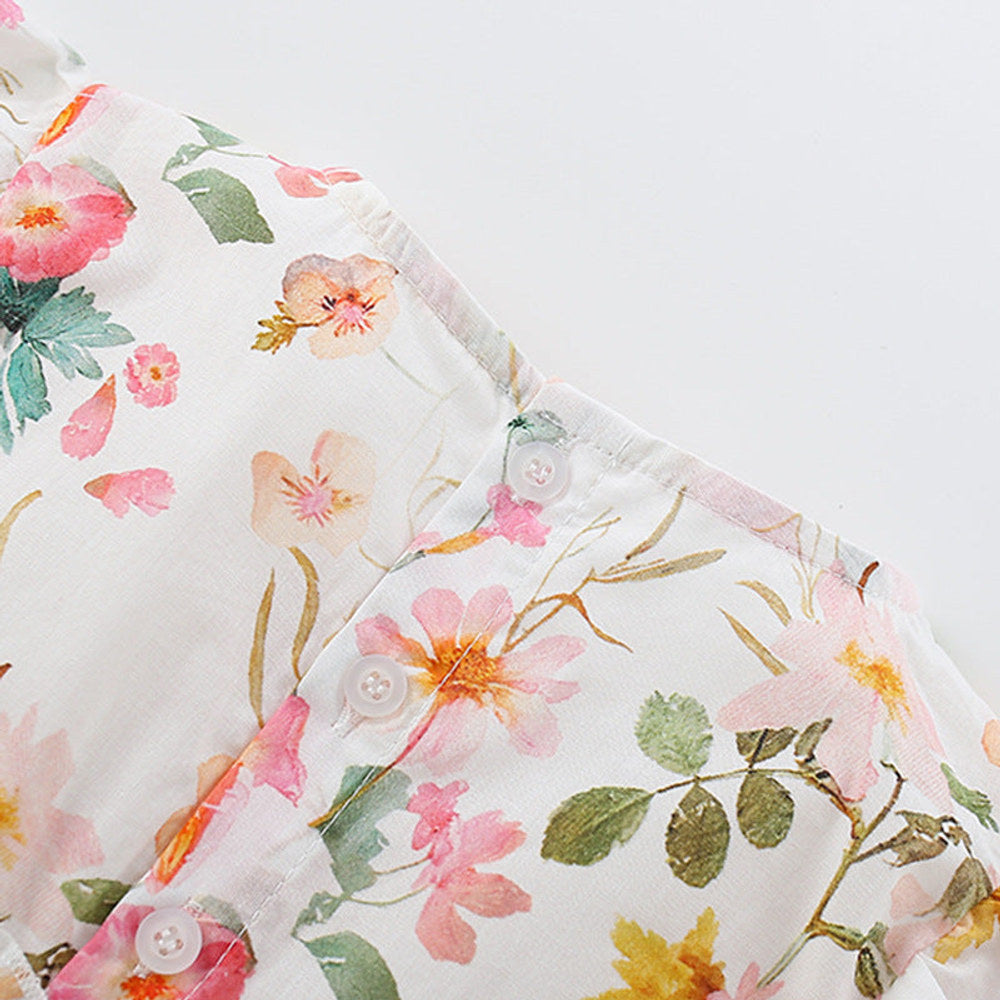 MyKids-USA® Floral Pattern Fly Sleevels Dress for Stylish Girls