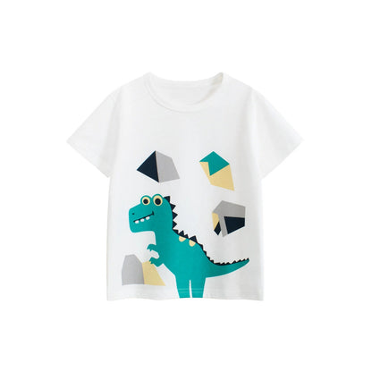 MyKids-USA® Summer Boys’ Animals Cartoon and Geometric Pattern T-shirt in European and American Style