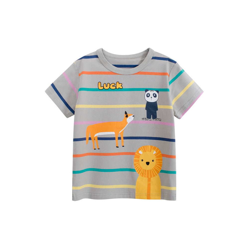 MyKids-USA® Summer Boys’ Animals Cartoon and Striped Pattern T-shirt in European and American Style