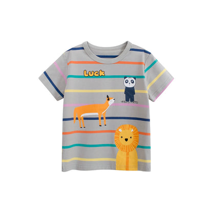 MyKids-USA® Summer Boys’ Animals Cartoon and Striped Pattern T-shirt in European and American Style