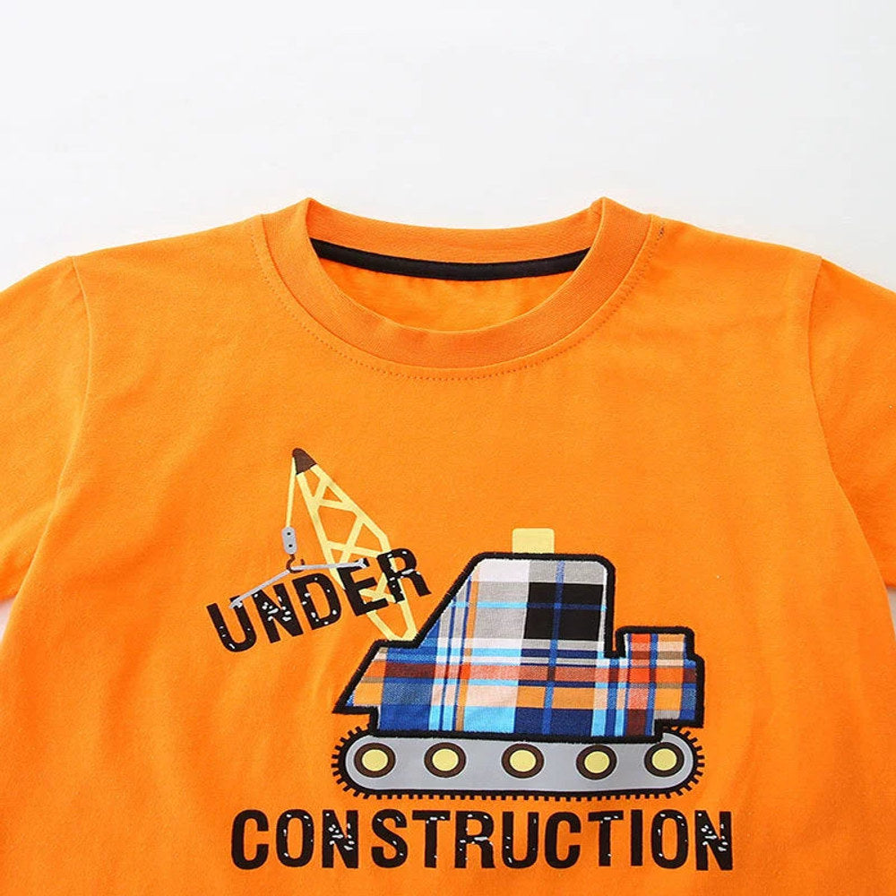 MyKids-USA® Baby Kids Cartoon Pattern T-shirt and Plaid Shorts Casual Clothing Set for Boys