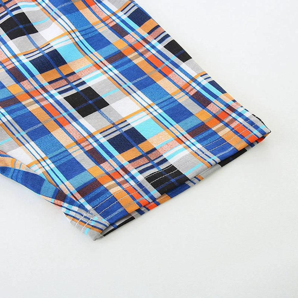 MyKids-USA® Baby Kids Cartoon Pattern T-shirt and Plaid Shorts Casual Clothing Set for Boys