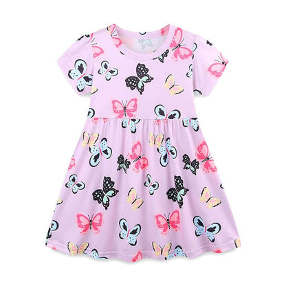 MyKids-USA® Colorful Butterfly Pattern Short Sleeves Dress for Stylish Girls