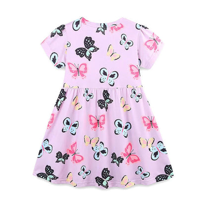 MyKids-USA® Colorful Butterfly Pattern Short Sleeves Dress for Stylish Girls