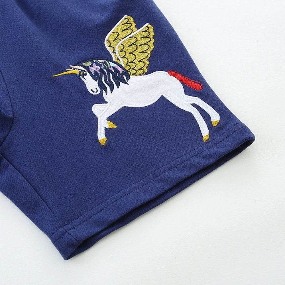 MyKids-USA® Baby Kids Girls Cotton Casual Style Unicorn Cartoon Pattern Shorts