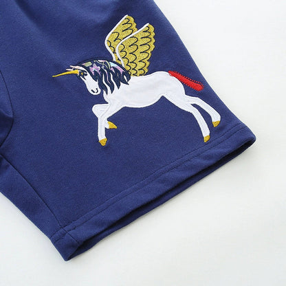 MyKids-USA® Baby Kids Girls Cotton Casual Style Unicorn Cartoon Pattern Shorts
