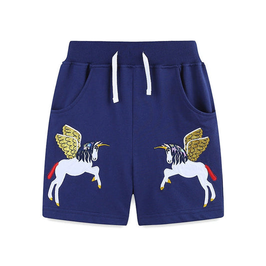 MyKids-USA® Baby Kids Girls Cotton Casual Style Unicorn Cartoon Pattern Shorts