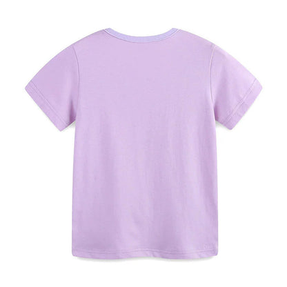 MyKids-USA® Summer Girls’ Unicorn Cartoon and Letters Pattern T-shirt in European and American Style