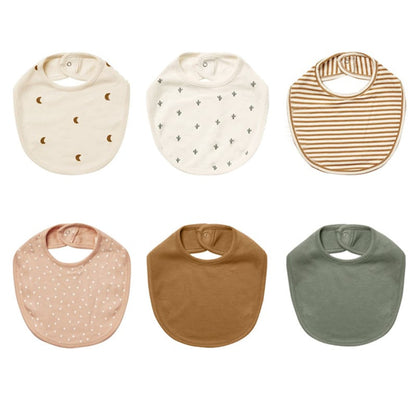 MyKids-USA® Baby Printed Pattern Covered Button Design Pure Cotton Bibs