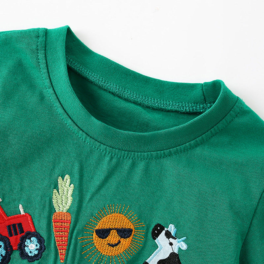 MyKids-USA® Summer Arrival Boys’ Farm Cartoon Pattern T-shirt in European and American Style