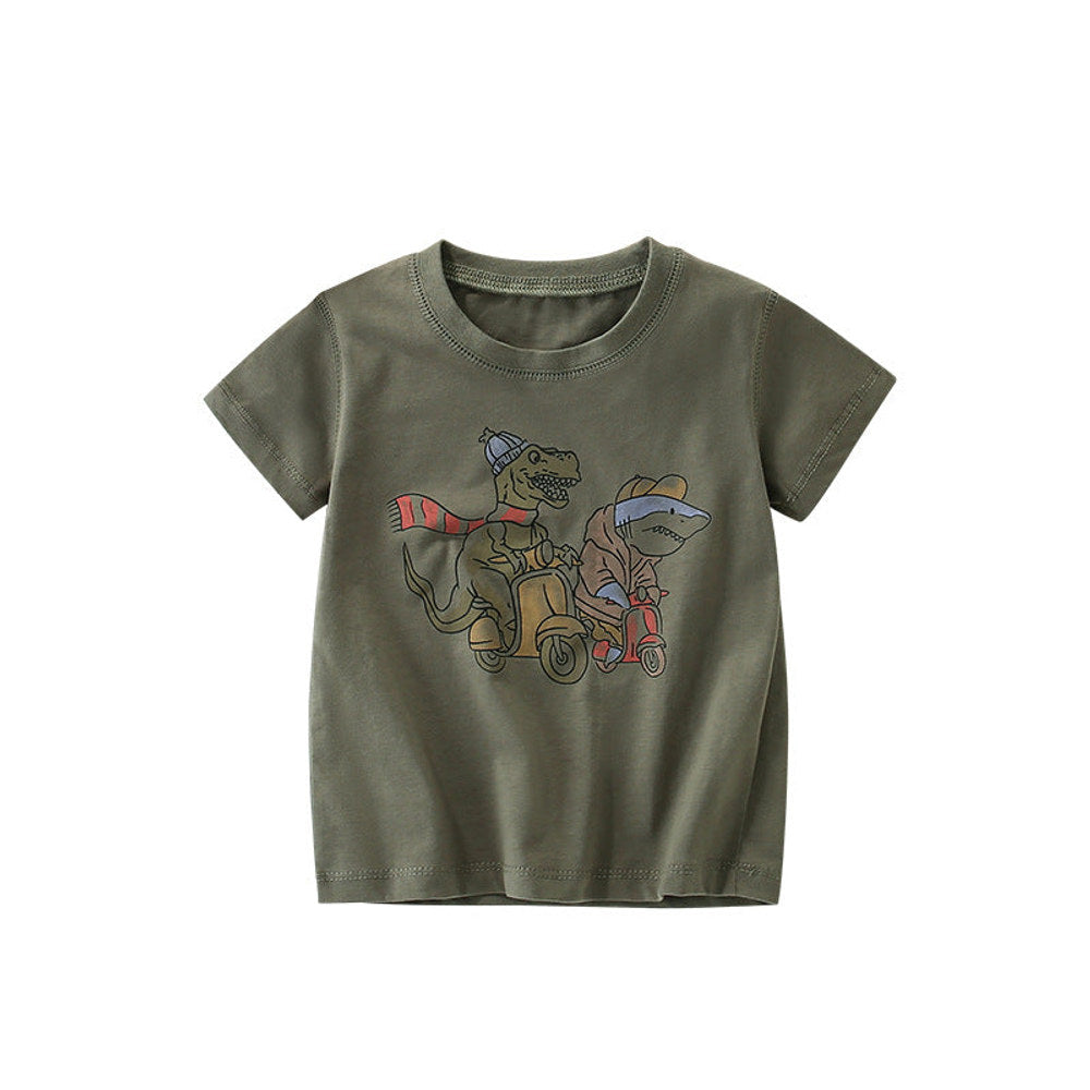MyKids-USA® Summer Arrival Boys’ Dinosaurs Cartoon Pattern T-shirt in European and American Style