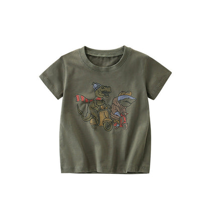 MyKids-USA® Summer Arrival Boys’ Dinosaurs Cartoon Pattern T-shirt in European and American Style