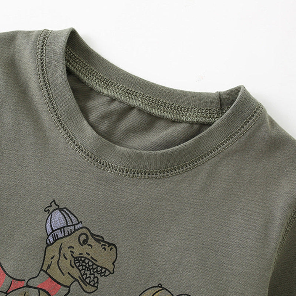 MyKids-USA® Summer Arrival Boys’ Dinosaurs Cartoon Pattern T-shirt in European and American Style