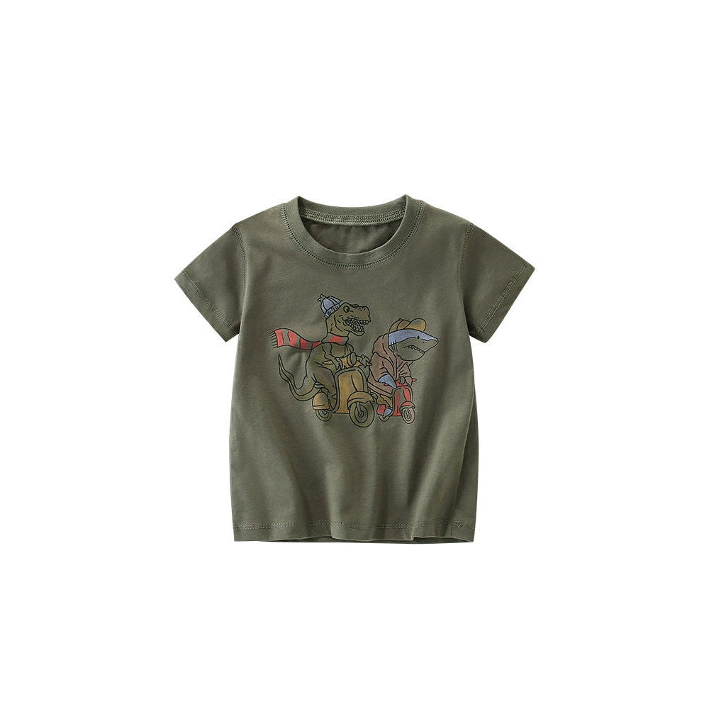 MyKids-USA® Summer Arrival Boys’ Dinosaurs Cartoon Pattern T-shirt in European and American Style