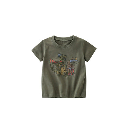 MyKids-USA® Summer Arrival Boys’ Dinosaurs Cartoon Pattern T-shirt in European and American Style