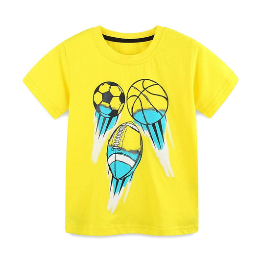 MyKids-USA® Summer Boys’ Sports Cartoon Pattern T-shirt in European and American Style