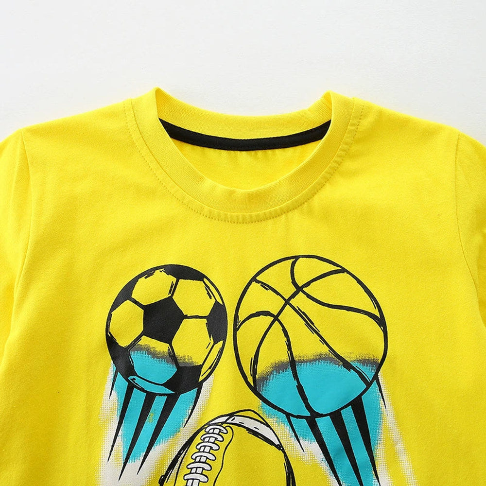 MyKids-USA® Summer Boys’ Sports Cartoon Pattern T-shirt in European and American Style