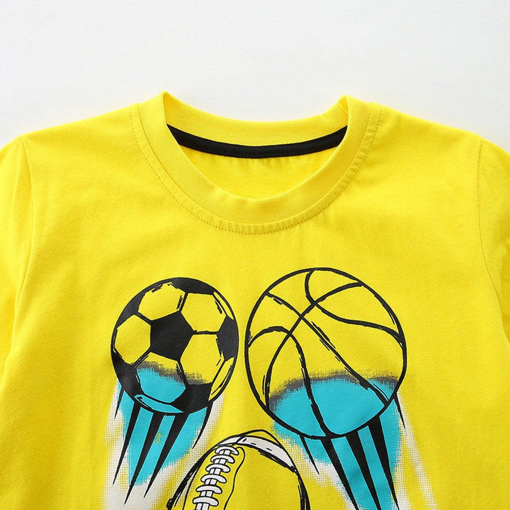 MyKids-USA® Summer Boys’ Sports Cartoon Pattern T-shirt in European and American Style