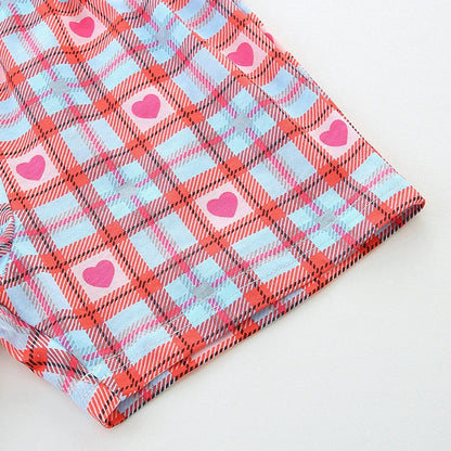 MyKids-USA® Baby Kids Cute Dinosaur Pattern Vest and Plaid Shorts Clothing Set for Girls
