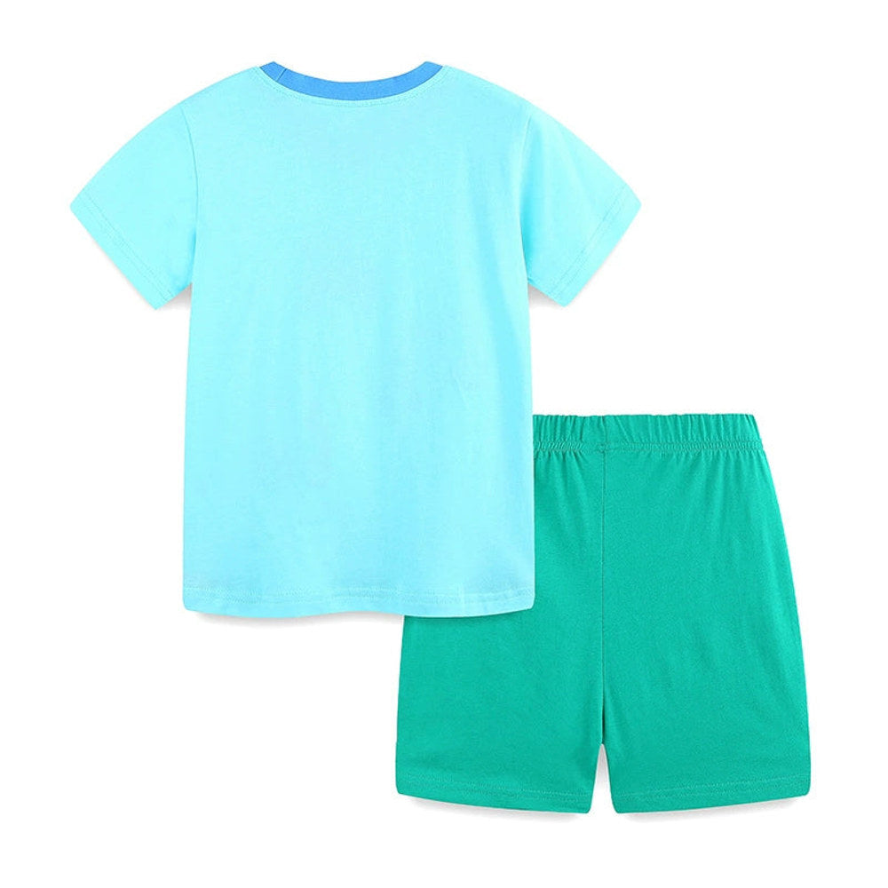 MyKids-USA® Baby Kids Cartoon Tractor Pattern T-shirt and Plain Shorts Casual Clothing Set for Boys