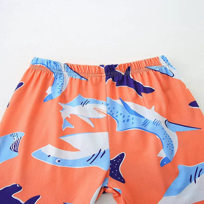 MyKids-USA® Baby Kids Cartoon Whales Pattern T-shirt and Shorts Casual Clothing Set for Boys
