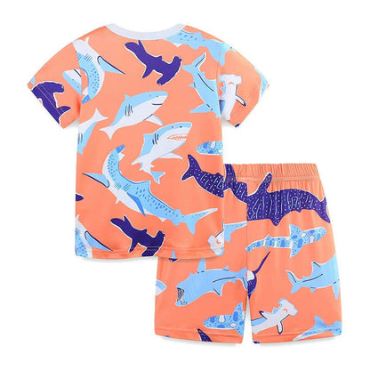 MyKids-USA® Baby Kids Cartoon Whales Pattern T-shirt and Shorts Casual Clothing Set for Boys