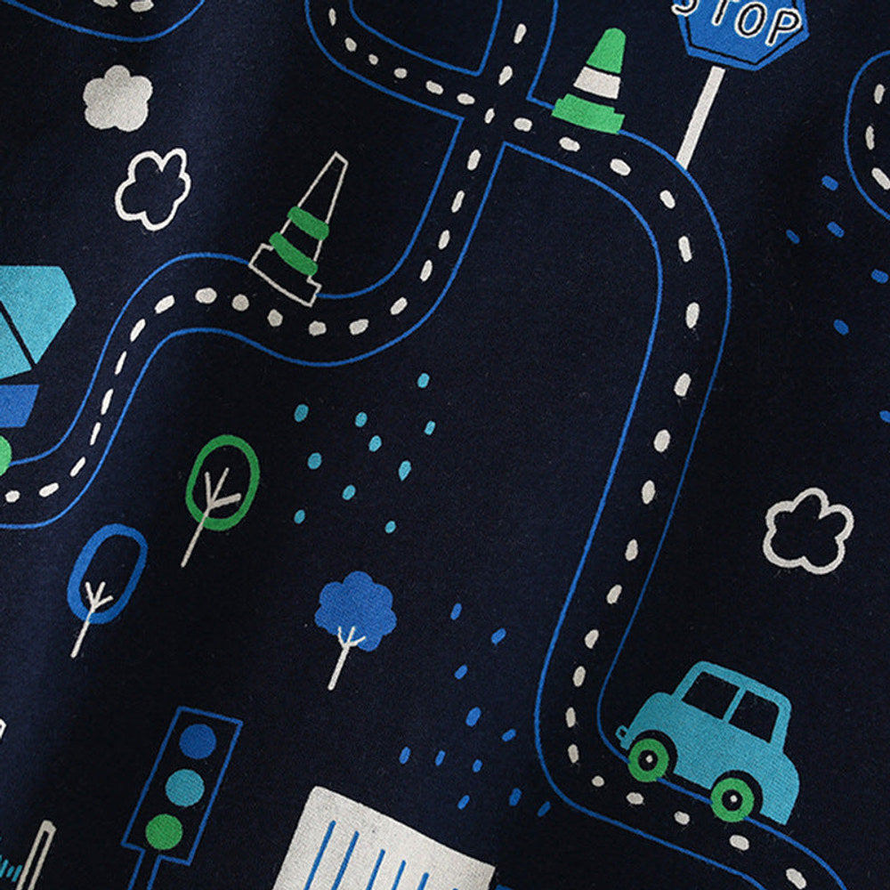 MyKids-USA® Summer Arrival Boys’ Vehicles Cartoon Pattern T-shirt in European and American Style