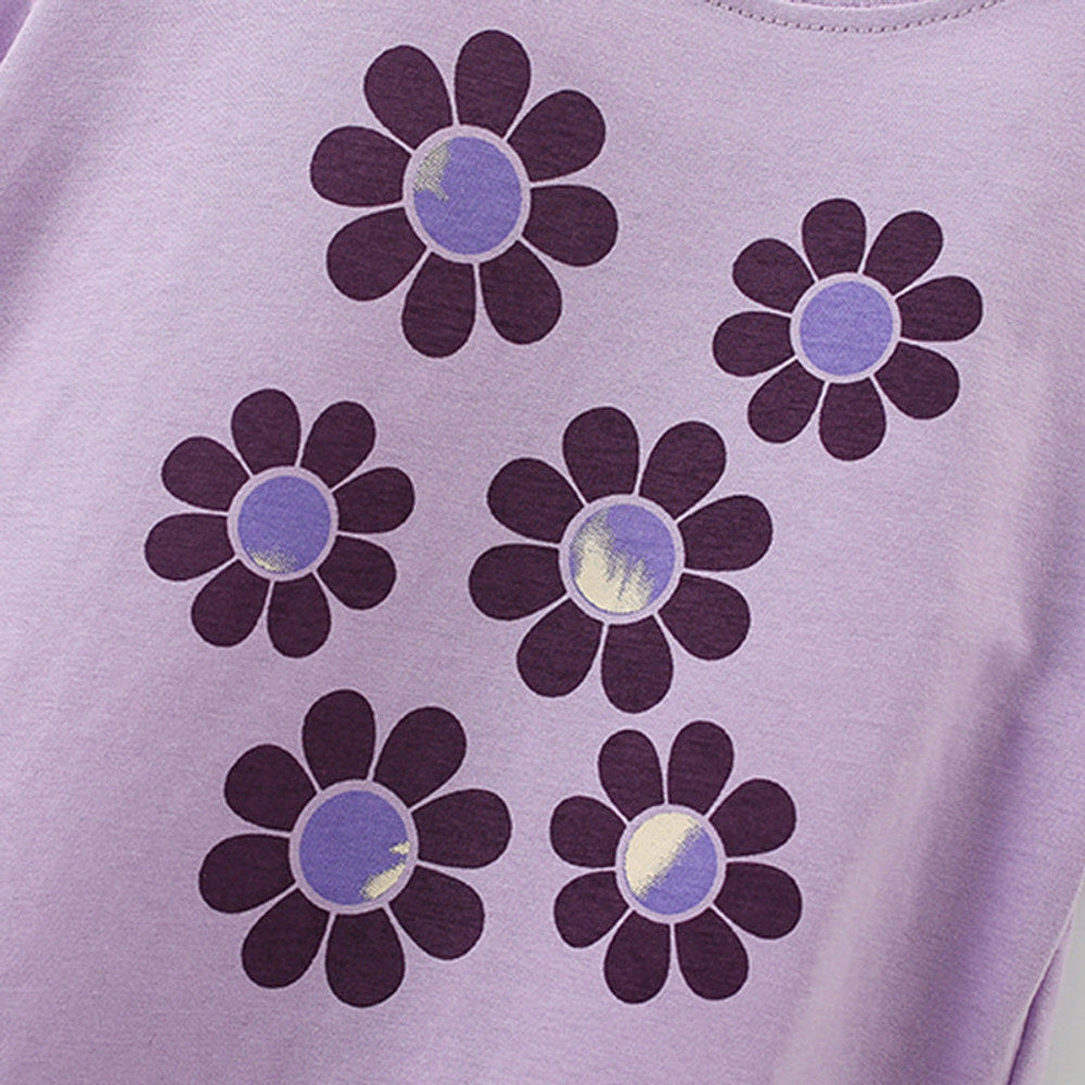 MyKids-USA® Girls’ Flowers Cartoon Pattern T-shirt in European and American Style