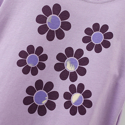 MyKids-USA® Girls’ Flowers Cartoon Pattern T-shirt in European and American Style