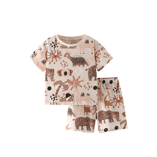 MyKids-USA® Baby Kids Casual Animals Cartoon Pattern T-shirt and Shorts Clothing Set for Boys
