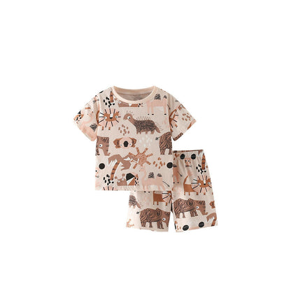 MyKids-USA® Baby Kids Casual Animals Cartoon Pattern T-shirt and Shorts Clothing Set for Boys