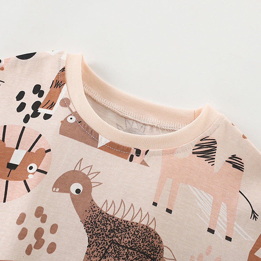 MyKids-USA® Baby Kids Casual Animals Cartoon Pattern T-shirt and Shorts Clothing Set for Boys