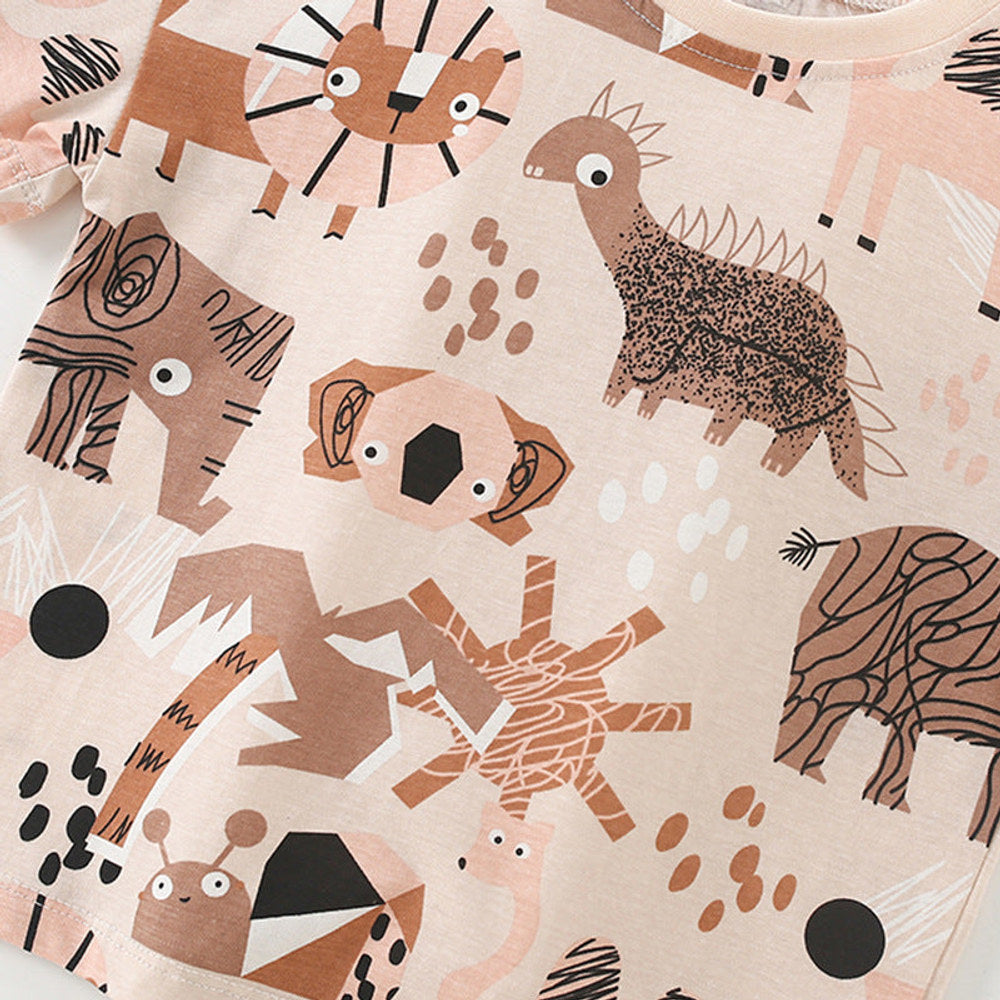 MyKids-USA® Baby Kids Casual Animals Cartoon Pattern T-shirt and Shorts Clothing Set for Boys
