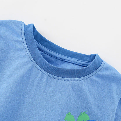 MyKids-USA® Baby Kids Animals Cartoon Pattern T-shirt and Plain Shorts Clothing Set for Boys